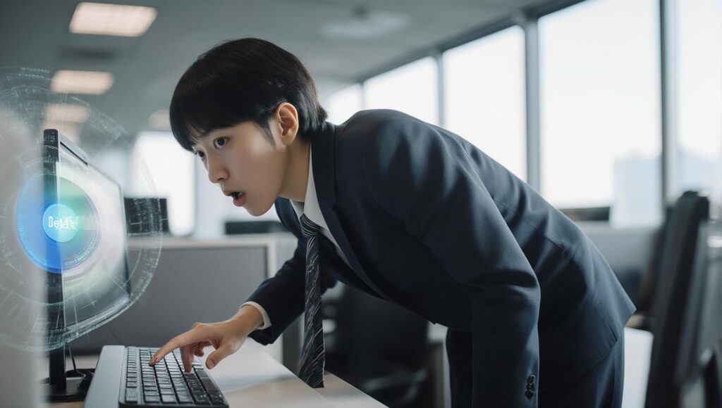 誤送信に気づきすぐに削除ボタンを押す瞬間