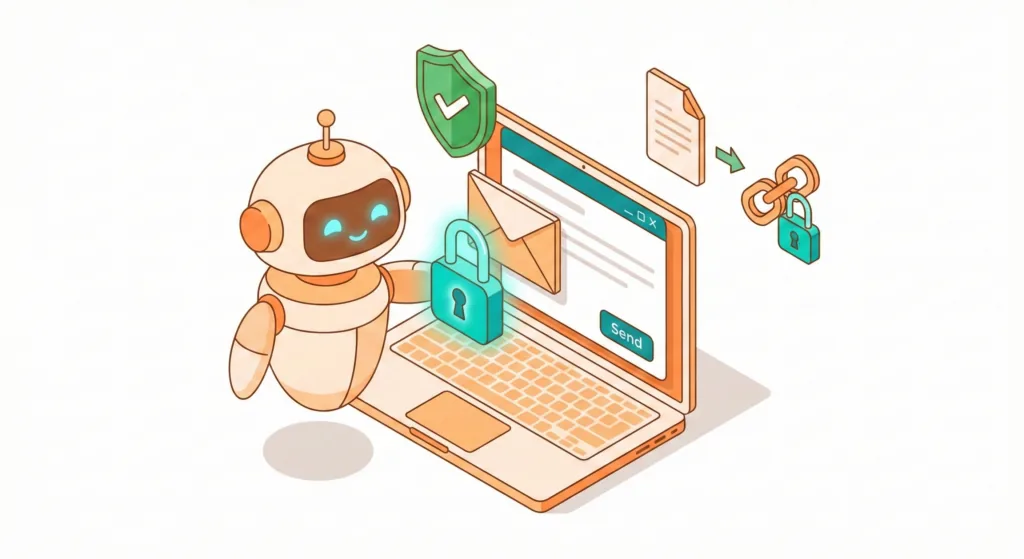 いつものメール作成画面で、ボタンひとつで安全に送信できるDataGateのイメージ
